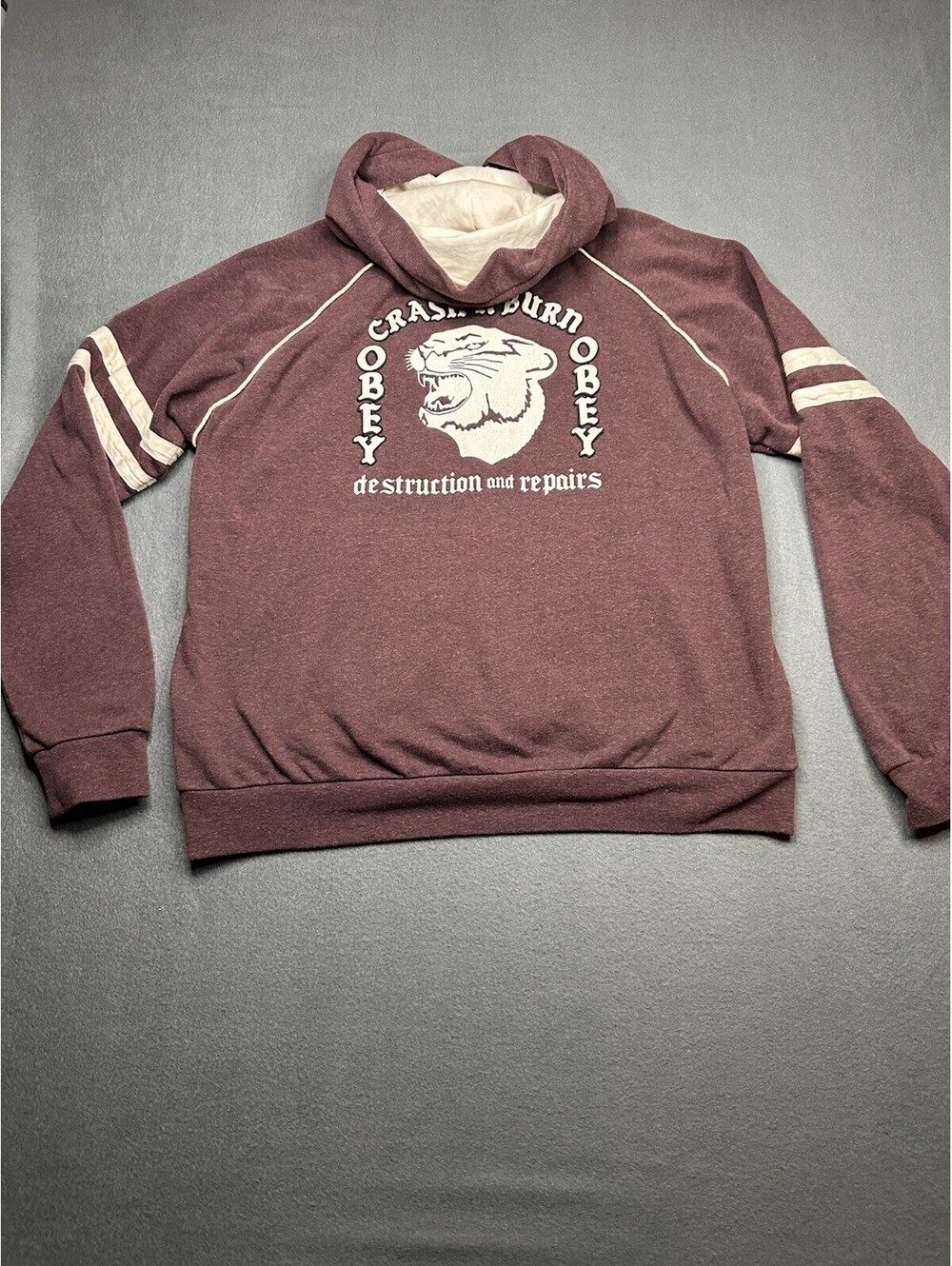Obey Womens maroon-red graphic pullover hoodie Size Medium